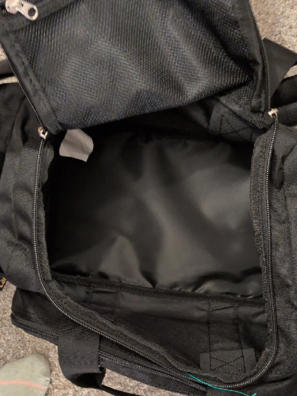 Cabela's Black Duffel Bag with Gold Logo and Adjustable Strap